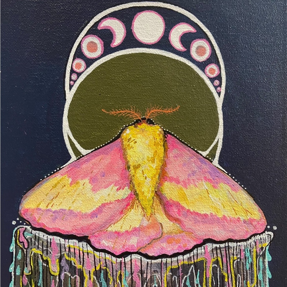Rosy Maple moth signed print by artist